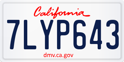 CA license plate 7LYP643