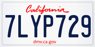 CA license plate 7LYP729
