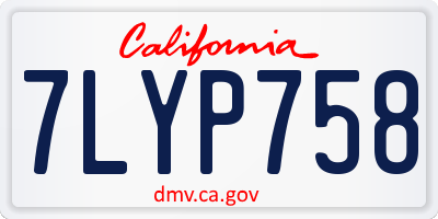 CA license plate 7LYP758