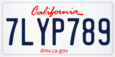 CA license plate 7LYP789