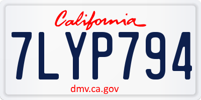 CA license plate 7LYP794