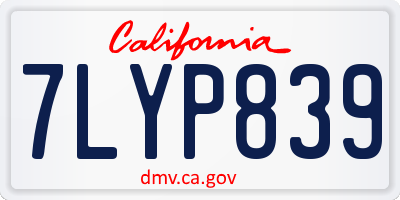 CA license plate 7LYP839