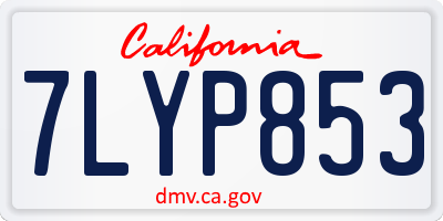 CA license plate 7LYP853