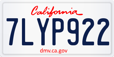 CA license plate 7LYP922
