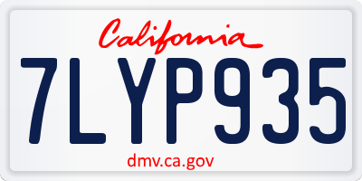 CA license plate 7LYP935