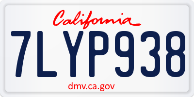 CA license plate 7LYP938
