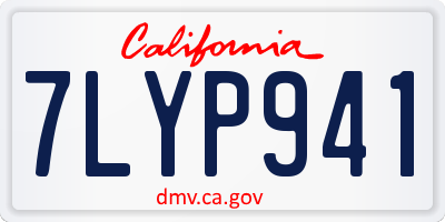 CA license plate 7LYP941