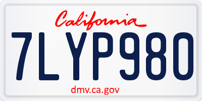 CA license plate 7LYP980