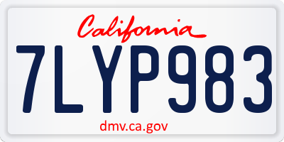 CA license plate 7LYP983
