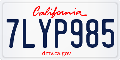 CA license plate 7LYP985