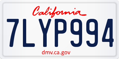 CA license plate 7LYP994