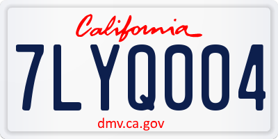 CA license plate 7LYQ004