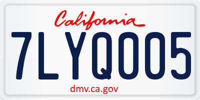 CA license plate 7LYQ005