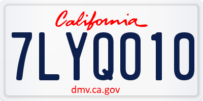 CA license plate 7LYQ010
