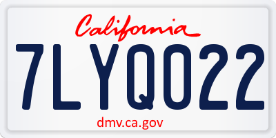 CA license plate 7LYQ022