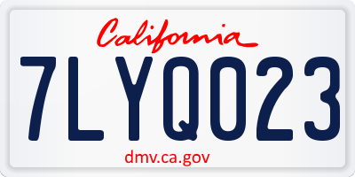 CA license plate 7LYQ023