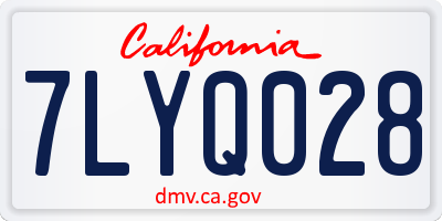 CA license plate 7LYQ028
