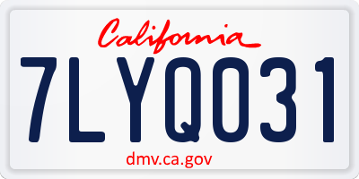 CA license plate 7LYQ031