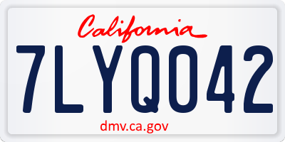 CA license plate 7LYQ042
