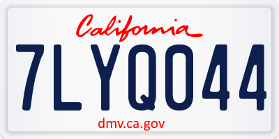 CA license plate 7LYQ044