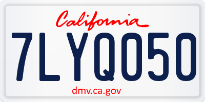 CA license plate 7LYQ050