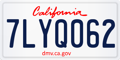 CA license plate 7LYQ062