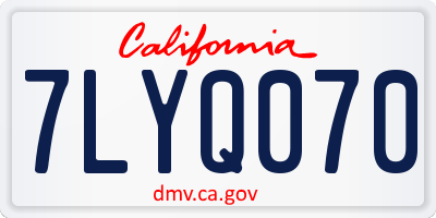 CA license plate 7LYQ070