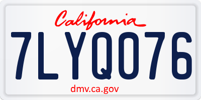 CA license plate 7LYQ076
