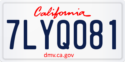 CA license plate 7LYQ081