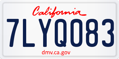 CA license plate 7LYQ083