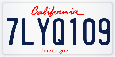 CA license plate 7LYQ109