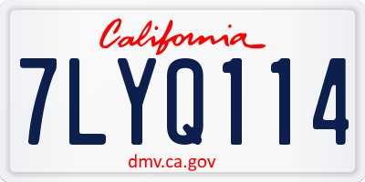 CA license plate 7LYQ114