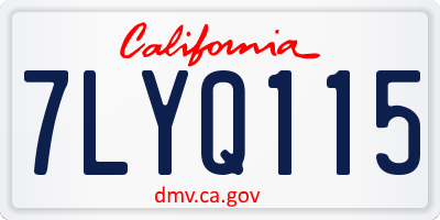 CA license plate 7LYQ115