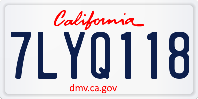 CA license plate 7LYQ118