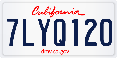 CA license plate 7LYQ120