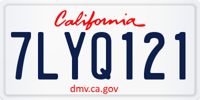 CA license plate 7LYQ121