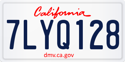 CA license plate 7LYQ128
