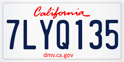 CA license plate 7LYQ135