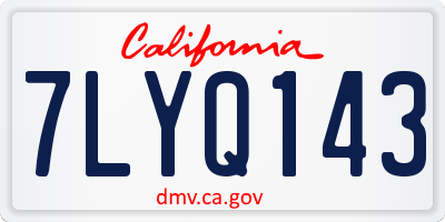 CA license plate 7LYQ143