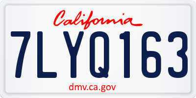 CA license plate 7LYQ163