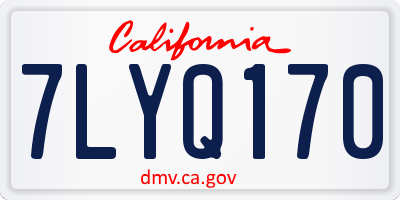 CA license plate 7LYQ170