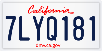 CA license plate 7LYQ181
