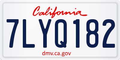 CA license plate 7LYQ182