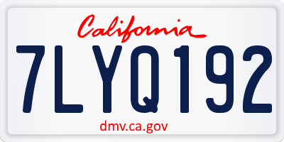 CA license plate 7LYQ192