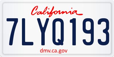 CA license plate 7LYQ193