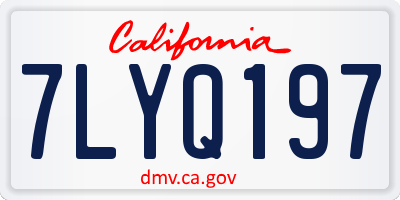 CA license plate 7LYQ197