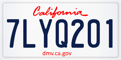 CA license plate 7LYQ201