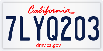 CA license plate 7LYQ203