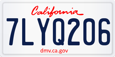 CA license plate 7LYQ206