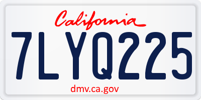 CA license plate 7LYQ225